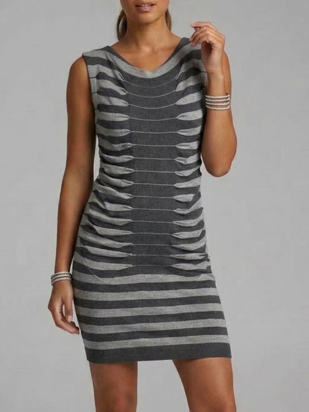 Ted Baker Bodycon Stretch Knit Striped Dress Size 2 - conversion US 4-6